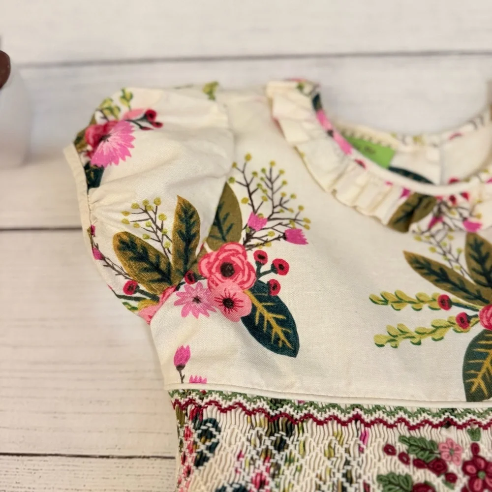 Floral Kids Dress in Pink and Green